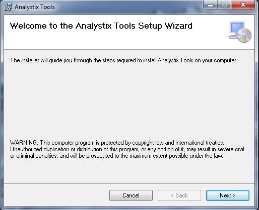 Analystix Tools Setup Wizard 1